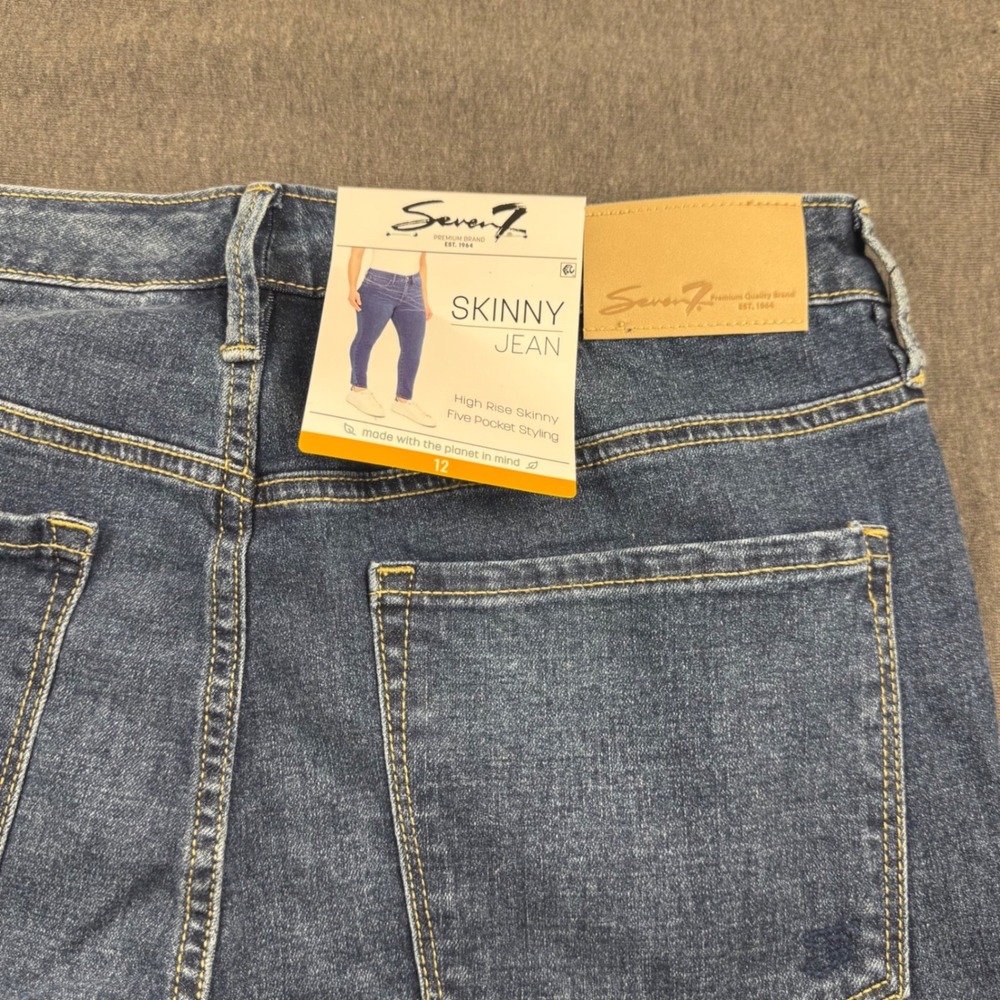 Seven7 Womens High Rise Skinny Jeans Dark‎ Wash Stretch Denim Size 12 NWT